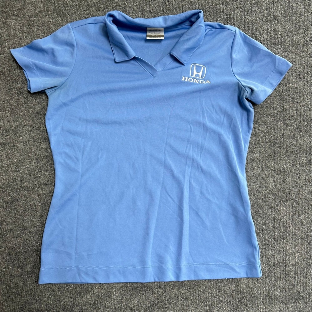 Nike Golf,Polo,Womens,Small Blue Honda Dri-Fit Short Sleeve Athletic V-Neck Top